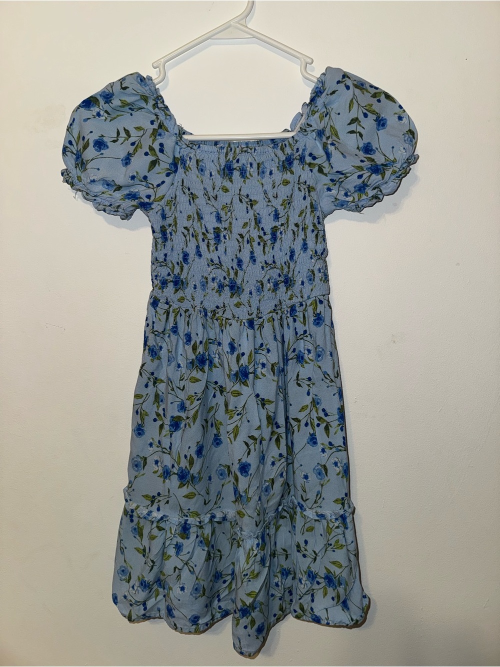 The Children's Place Blue Floral Sleeve Smocked Dress